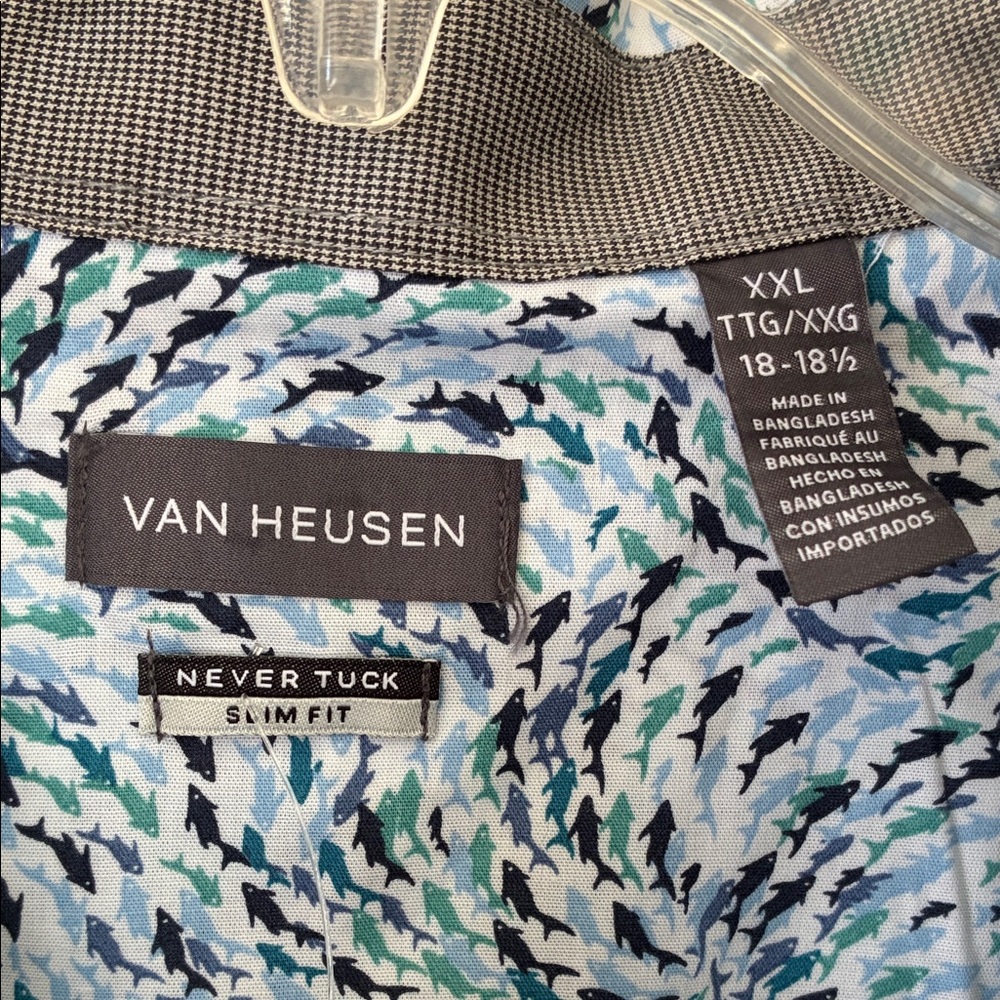 Van Heusen Men's Casual Shirt - Blue and Black Pattern Shark print